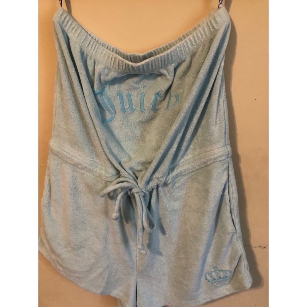 Juicy Couture Forever 21 Terry Cloth Strapless Romper Blue Beach Resort Small